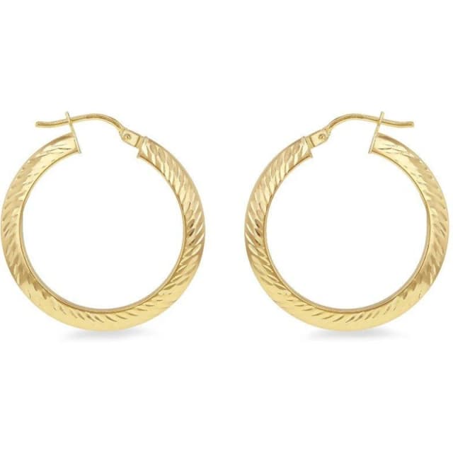 Be You 9ct Gold Diamond Cut Creole Earring Yellow Gold female One Size