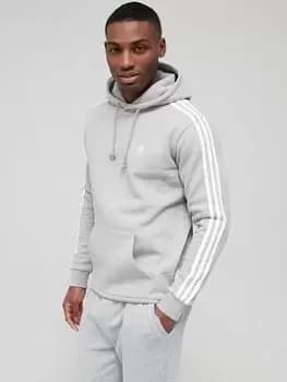 adidas Originals 3-Stripe Pullover Hoodie - Grey, Medium Grey Heather, Size S, Men