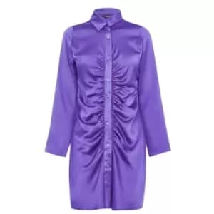 I Saw It First Satin Shirt Dress - Purple