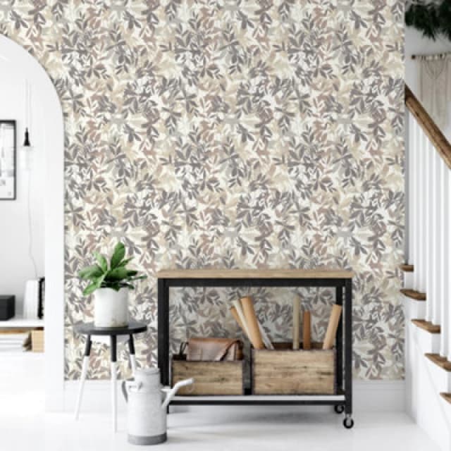 Arthouse Botanical Leaves Natural Wallpaper Beige