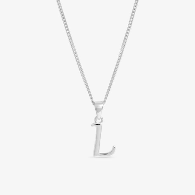 Simply Silver Womens Sterling Silver 925 Initial Pendant - L Silver Female One Size