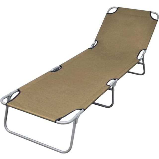 VIDAXL Foldable Sunlounger with Adjustable Backrest Taupe vidaXL 44294