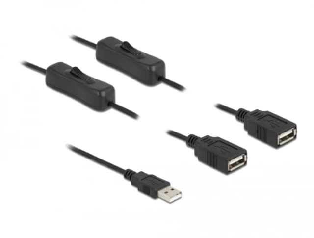 DeLOCK Cable USB Type-A male to 2 x USB Type-A female with switch 1 m