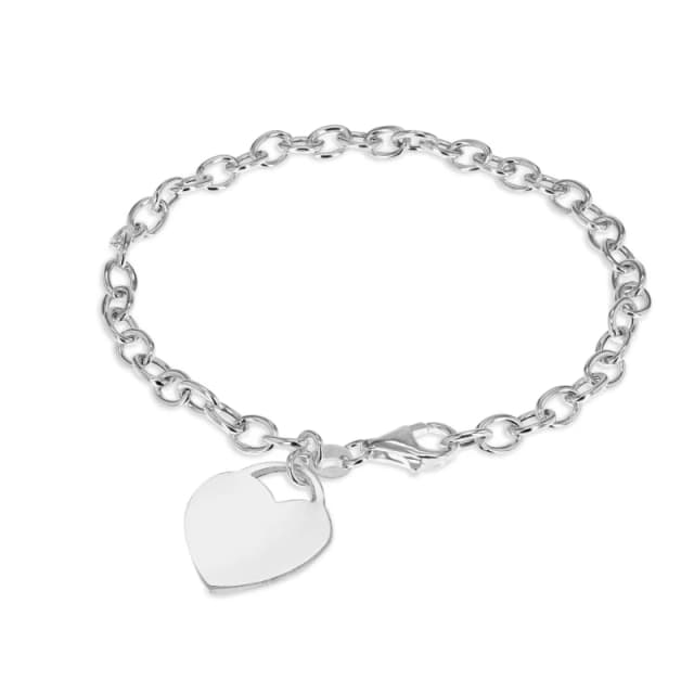 Be You Sterling Silver Heart-Charm Belcher Bracelet Silver female 7.5inch