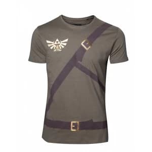 Nintendo Legend of Zelda Mens Link's Shirt with Belts X-Large T-Shirt - Military Green