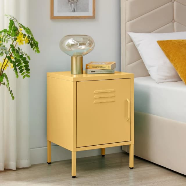 FurnitureboxUK FurnitureboxUK Teksi 1 Door Mustard Yellow Metal Locker Bedside Table Yellow One Size Unisex 5056657188405