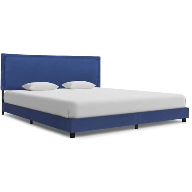 vidaXL Bed Frame Blue Fabric 160x200cm Upholstered Double Bedroom Furniture