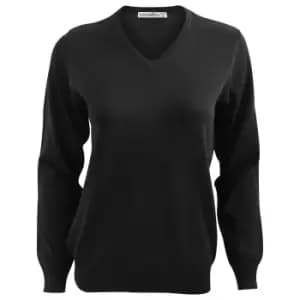 Kustom Kit Ladies Arundel Long Sleeve V-Neck Sweater (12 UK) (Black)