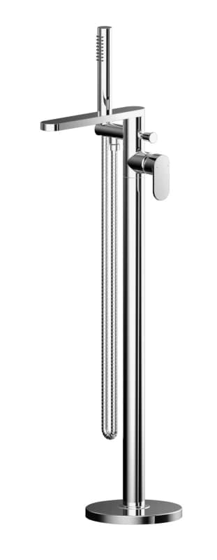 Balterley Current Freestanding Round Bath Shower Mixer Tap, Flat Spout - Chrome in Silver Silver Unisex