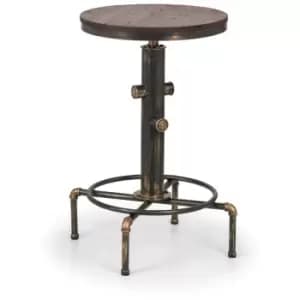Idella - Brushed Copper Pipework Valve Bar Table Solid Elm Top