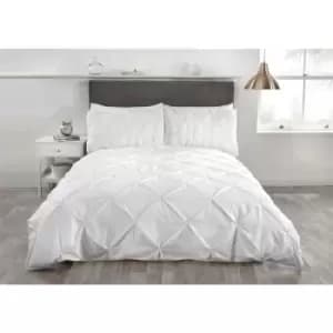Balmoral Luxury Double Duvet Set 2 Pillowcases White Pintuck Trim