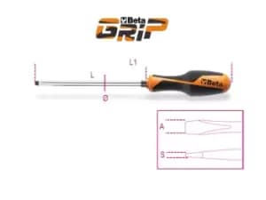 Beta Tools 1260E Beta GRIP Slot/Flat Head Screwdriver w Hex Bolster 10 x 200mm
