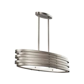 Roswell - 3 Light Oval Ceiling Island Pendant Bar Brushed Nickel, E27 - Elstead