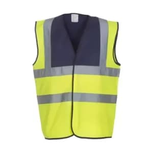 Yoko Adults Unisex Two Tone Class 1 Reflective Jacket (2XL) (Navy/Hi-Vis Yellow)