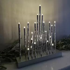 27cm Premier Christmas Candlebridge with 20 LEDs in Silver Aluminium Battery Operated
