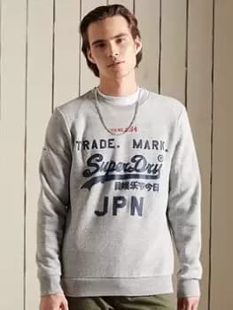 Superdry Vl Ac Crew, Grey Marl, Size L, Men