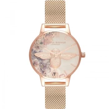 Watercolour Florals Rose Gold Bee Watch