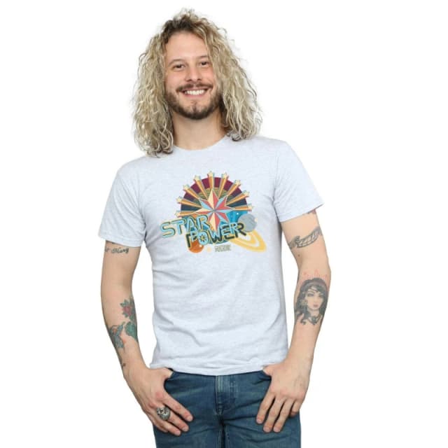 Marvel Marvel Men Captain Star Power T-Shirt in Grey Size: Small Grey S Male 5059114193639