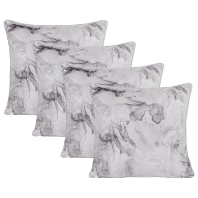 OHS OHS 4 Pack Marble Matte Velvet Cushion Covers in Light Grey Size: 45cm x 45cm Light Grey 45cm x 45cm Unisex 5027434216413