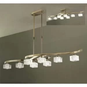 Cuadrax convertible telescopic semi-ceiling light 8 bulbs G9, antique brass