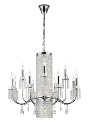 Emily Ceiling Pendant Chandelier 8+4 Light Polished Chrome, Crystal