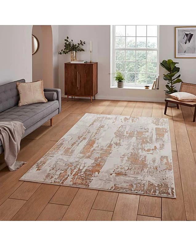 Think Rugs Think Rugs Apollo Modern Linear Rug Grey/Bronze - Think Rugs - Size: 80X150 Grey/Bronze 80X150 MP90301