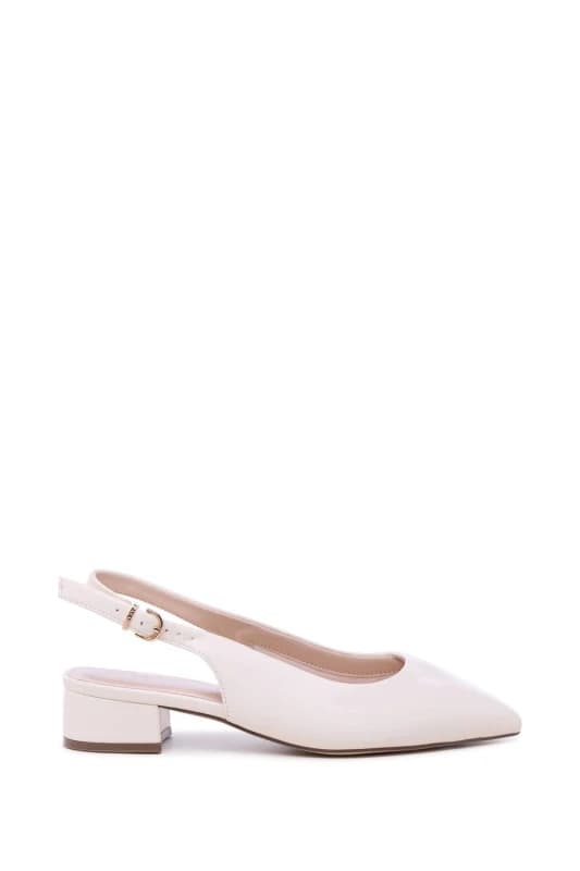 Paradox London Womens 'Fiorenza' Wide Fit Low Block Heel Sling Backs in Cream Size: 7E Cream Female 7E