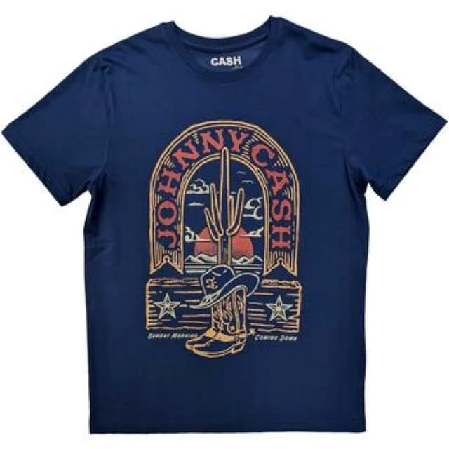 Johnny Cash Johnny Cash Men Sunday Morning Coming Down T-Shirt in Blue Size: Medium Blue M Male 5063377357400