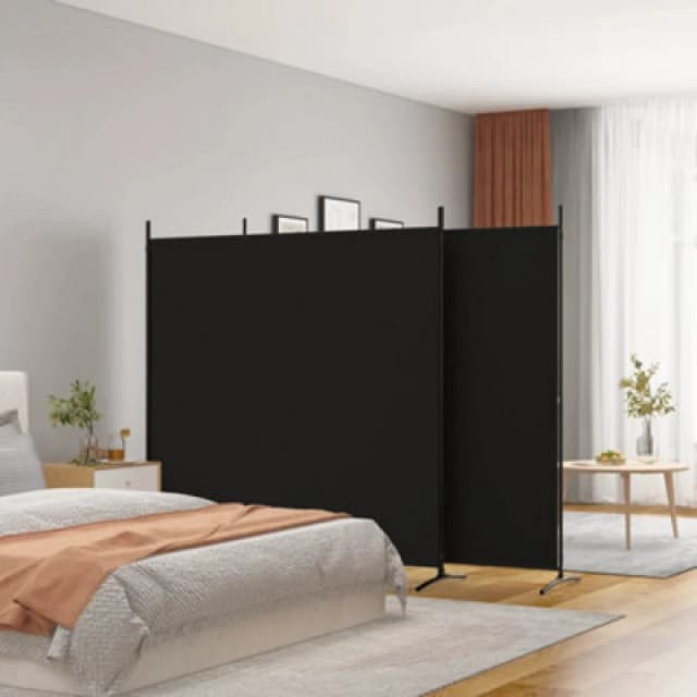 Vidaxl 3-panel Room Divider Black 525X180 Cm Fabric, Black 350281