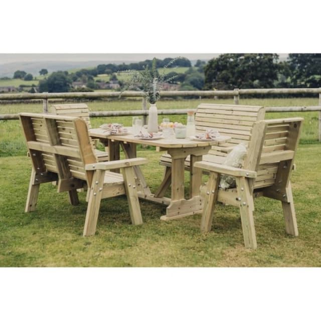 Churnet Valley Garden Furniture Ltd Ergo 2X2B 2XC Table Set - Min. Assembly Required - Set of Cushions Inc in Brown Brown Unisex