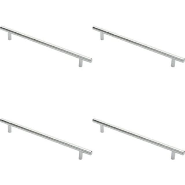 Loops 4x Round T Bar Cabinet Pull Handle 284 x 12mm 224mm Fixing Centres Chrome Multi unisex