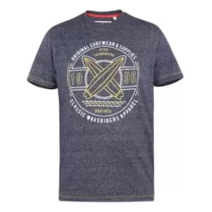 Duke Mens Wannock D555 Surfboard T-Shirt (5XL) (Navy Twist/Yellow/White)