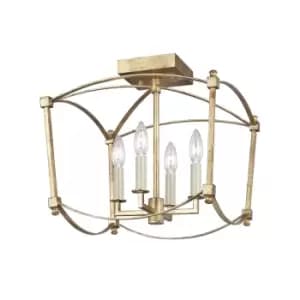 Feiss Thayer Semi Flush Ceiling Light Antique Gold