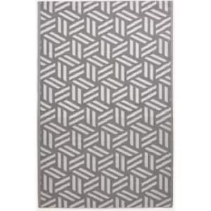 Homescapes - Luna Geometric White & Grey Outdoor Rug, 120 x 180cm - Grey & White