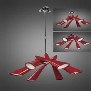 Pop Convertible Pendant / Semi Ceiling Light 6 Bulbs E27, brilliant red / white arylic / polished chrome
