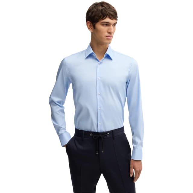 Boss H-Hank-Kent-C3-214 10245425 07 Plain Shirt Mens - Blue Blue S