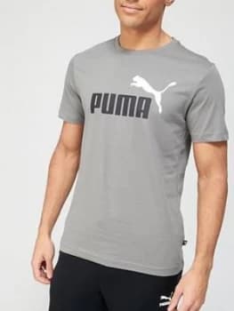 Puma Essential 2 Colour Logo Tee - Grey Size M Men