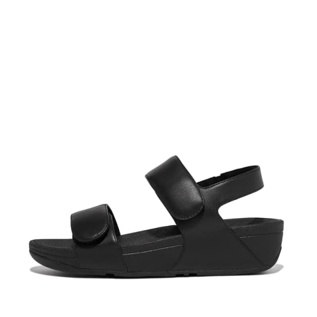 FitFlop Lulu Adjustable Back Strap Leather Womens Comfort Sandals - All Black - Size:UK 4