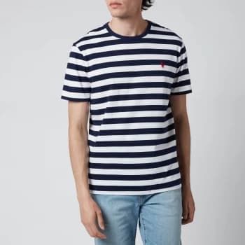 Polo Ralph Lauren Mens Jersey Stripe T-Shirt - White/French Navy - XXL