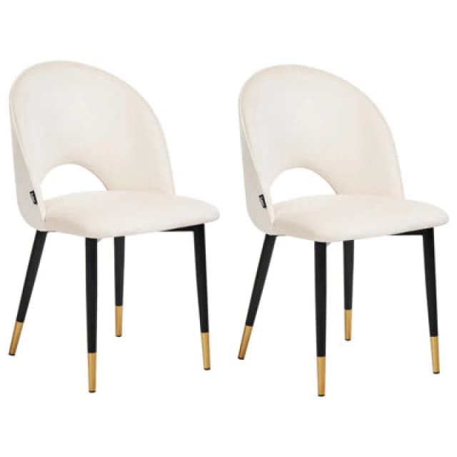 Beliani Set Of 2 Dining Chairs Magalia Velvet Light Beige