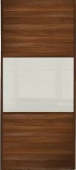 Wickes Sliding Wardrobe Door Wideline Walnut Panel and Soft White Glass - 2220 x 610mm