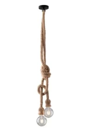 Rope Design Twin Pendant, Beige, E27