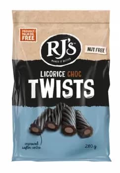 Rj'S Licorice Soft Eating Licorice Choc Twists - 280g