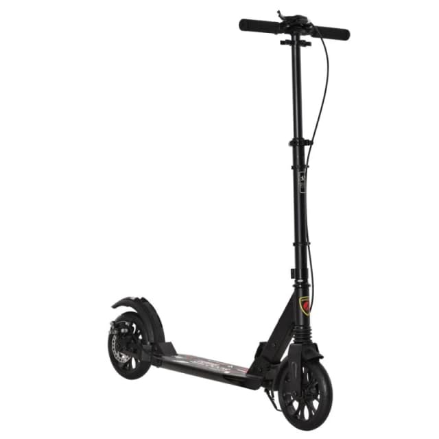 HOMCOM Adult Teens Kick Scooter Fold Adjust 14+ w/ Rear Wheel&Hand Brake Black