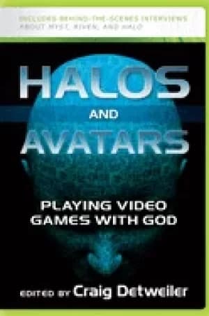 halos and avatars playing video games with god