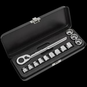 Sealey 13 Piece 3/8" Drive Shallow Bi Hexagon WallDrive Socket Set Metric 3/8"