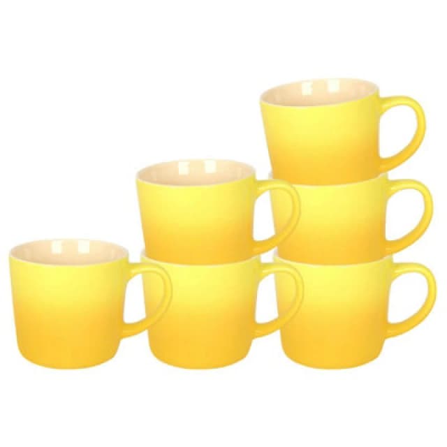 Argon Tableware New Bone China Ombre Mugs - 330Ml - Yellow - Pack Of 6