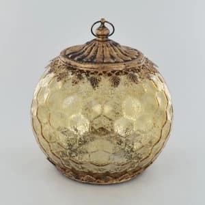 LED Lantern Gold Geometric H17cm