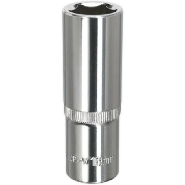 Loops 18mm Forged Steel DEEP Drive Socket - 1/2" Square Drive Polished Chrome Vanadium Metallics