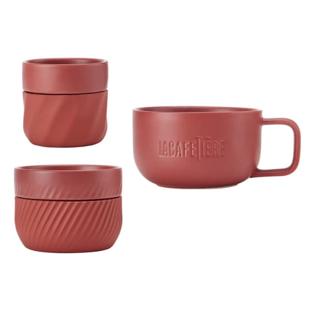 La Cafetiere 3pc Family Mug Set, 380ml 200ml and 100ml Red Red unisex